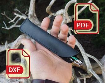 PDF Patten template for DIY Leather Pen Case Pencil case for making and sewing with 4mm 5mm stitching holes + DXF for laser cutting