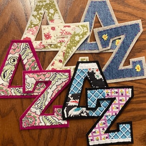 Delta Zeta Greek Letters Patch: Hand Embroidered Quilt Fabric, Iron-On