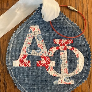 Greek Letter Key Chain | Denim Purse Key Ring | Sorority Letters | Comes with Locking Wire Ring | Big Lil Gift