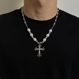 Vintage Cross Necklace, Unisex Necklace, Punk Style Jewelry, Gift