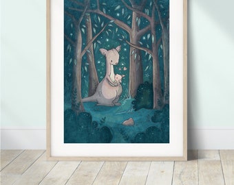 Nursery Kangaroo Art Print, Kangaroo Print for Kids, Animal Nursery, Baby Joey, Nursery Wall Decor, Nursery Wall Art, Australian Animals