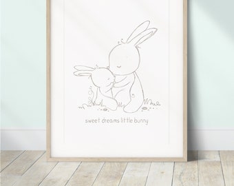Bunny, Minimalist Nursery, Animal Sketches for Nursery, Baby Animals, Simple, Nursery Wall Art, Gender Neutral Nursery, Sketch, Print Set