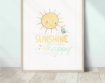 Du bist mein Sonnenschein Poster | Originelle Kinderzimmer Dekoration
