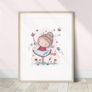 Ballerina Nursery Art Print | Ballet Wall Art for Girls Room | Pink Dance Room Decor | Baby Girl Ballet Print