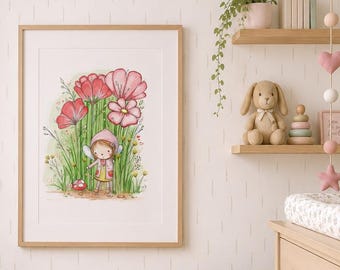 Fairy Art Print | Whimsical Floral Watercolor Illustration