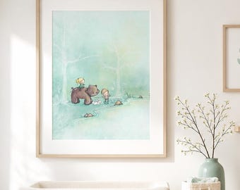 Woodland Nursery Art Print | Forest Animal Wall Art for Baby Room | Nature-Inspired Kids Decor | Neutral Woodland Animal Artwork