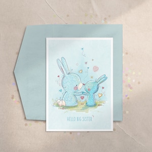 Girls Bunny Birthday Card, Cute Bunny Card for Girl, New Baby Girl Card, Girls Baby Shower Card, Cute Bunnies, Rabbit, Watercolor Animals