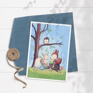 Woodland Animals Card, Cute Animal Birthday Card, Boys First Birthday Card, Fox Birthday Card, Bunny Rabbit, Storytime, Squirrel, Hedgehog