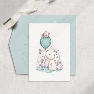 Carte de cochon d'Inde, carte de voeux lapin, carte d'anniversaire pour enfants, carte d'anniversaire personnalisée, carte d'amitié, vous me manquez, anniversaire de filles, animal mignon