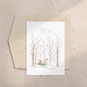 Forest Bunny Birthday Card | Woodland Greeting Card for Kids | Custom Name Option | Whimsical Animal Card | Nature Birthday Theme