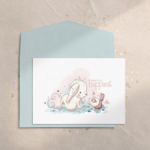 Carte de cochon d'Inde, carte de voeux lapin, carte d'anniversaire pour enfants, carte d'anniversaire personnalisée, carte d'amitié, vous me manquez, anniversaire de filles, animal mignon