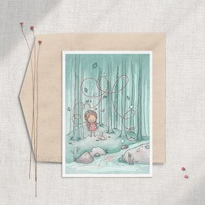 Musikalische Geburtstagskarte für Mädchen, Flöte, Wald, Hasen, Geburtstagskarte für Mädchen, personalisiert, skurril, niedlich, Tiere, Musik, Märchen