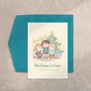 Kids Baking Christmas Card, Cute Holiday Tree Card image 2