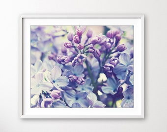 Lilac Flowers Print - Botanical Print, Floral Bedroom Wall Art, Nature Photography, Pale Purple Wall Art, Purple Flower Photography