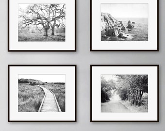 Black and White Landscape Photography Set Coastal Art Prints