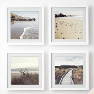 Coastal Print Set Neutral Wall Art Nature Photography Set, Living Room Art, Rustic Beach Home Decor, Landscape Gallery Wall, 5x5 8x8 Prints
