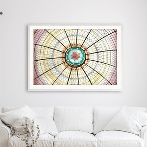 Stained Glass Ceiling Print Mandala Print • Geometric Wall Art • Architecture Art • Pastel Wall Art • Fine Art Photography Glass Dome Print