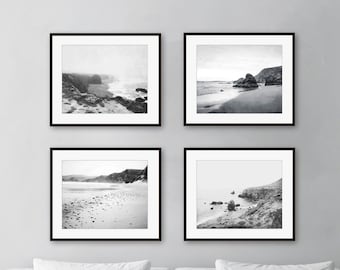 Beach Photography Set of Four Prints, Black and White Gallery Wall, Ocean Photography, Set of 4 Prints, Coastal Decor, 8x10 11x14 Prints