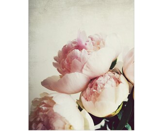 Peony Print, Flower Photography, Pale Pink, Floral Art, Flower Still Life Print, Romantic Floral Wall Art, Bedroom Wall Art