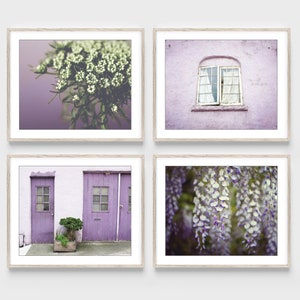 Set of Four Prints Purple Green Wall Art Print Set, Botanical, Architecture, Purple Home Decor, 8x10 11x14 Prints, Wall Art Print image 3
