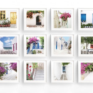 Greece Wall Art Travel Photography Set of 12 Prints Colorful Architecture Gallery Wall Art Greece Print Set