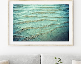 Teal Beach Photography Print, Ocean Art, Water Ripples Print, Serene Beach Wall Art Coastal Print, Unframed Print