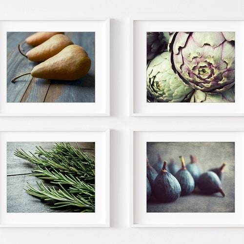 Kitchen Wall Decor Set Rustic Kitchen Wall Art Prints Herb Etsy