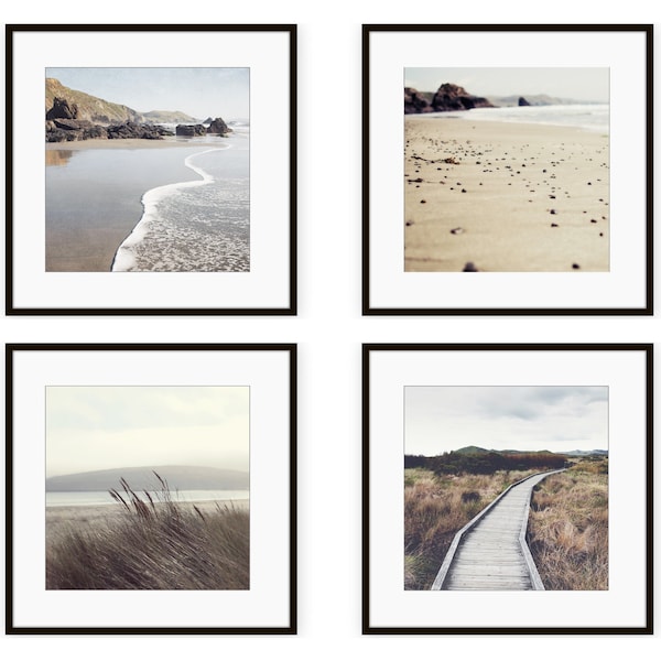 Coastal Print Set Neutral Wall Art Nature Photography Set, Living Room Art, Rustic Beach Home Decor, Landscape Gallery Wall, 5x5 8x8 Prints