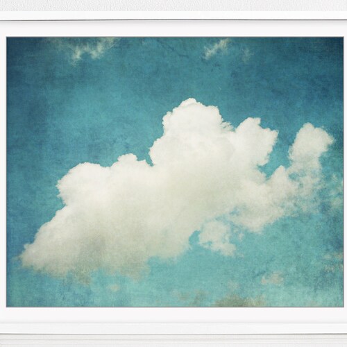 Cloud Wall Art Print Nature Photography Aqua Blue White Etsy