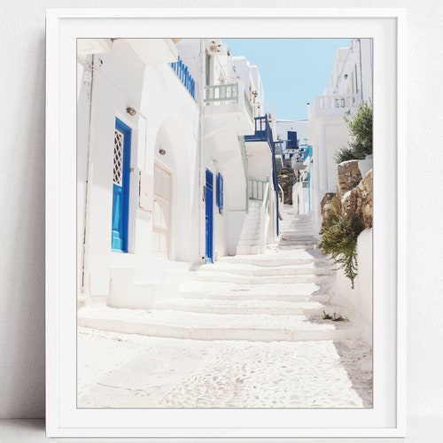 Greece Print Santorini White Wall Art Room Decor Travel Etsy