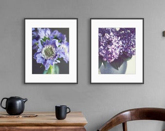 Flower Photography, Purple Flowers, Set of Two Prints, Botanical Prints, Floral Wall Art, Lilac Flower Still Life Prints