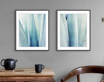 Blue Agave Leaves - Set of 2 Prints, Southwest Decor, Nature Photography, Botanical, Blue Wall Art, Abstract Wall Art, 8x10 16x20 Prints