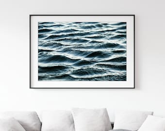 Ocean Photography Print - Water Ripples, Dark Indigo Blue Wall Art, Coastal Wall Art, Nautical Decor, 8x10 16x20,  Beach Photography Print