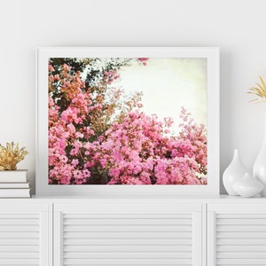 Crepe Myrtle, Flower Photography, Botanical Print, Pink Flowers Wall Art, Vintage Style, Floral Photography, Bedroom Wall Decor image 4