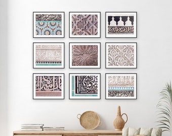 Morocco Geometric Wall Art - Set of 9 Prints, , Gallery Wall Set, Morocco Wall Art, Aqua Brown, 8x10 11x14 Prints