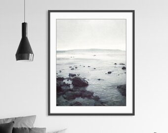 Gray Beach Photography Print, Ocean Print, Misty Seascape, Ocean Photograph, 8x10 11x14 16x20 Beach Decor