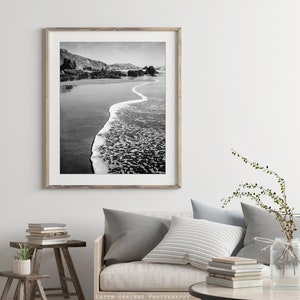 Black and White Beach Photography Ocean Photography, Seascape, California, Coastal Wall Art, 8x10 16x20 Print, Beach Print image 7