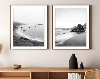 Coastal Prints Black and White Photography / Set of Two Beach Prints - Save 20%