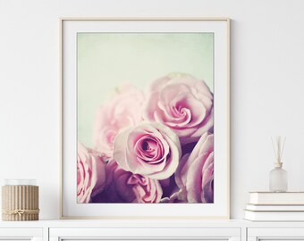 Rose Print - Flower Photography Botanical Print, Shabby Chic Decor, Pale Pink, Rose Floral Wall Art, 8x10 11x14, Bedroom Wall Art