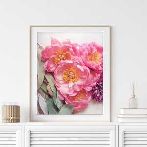 Flower Photography - Peony Still Life Print, Floral Wall Art, Flower Print, Pink Green, Flower Still Life Print, 8x10 16x20, Botanical Print