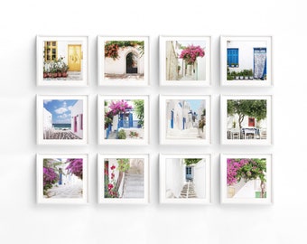 Greece Prints - Set of 12 Prints, Travel Photography, Colorful Print Set, Gallery Wall, Greece Photography Prints, 5x5 8x8 Prints