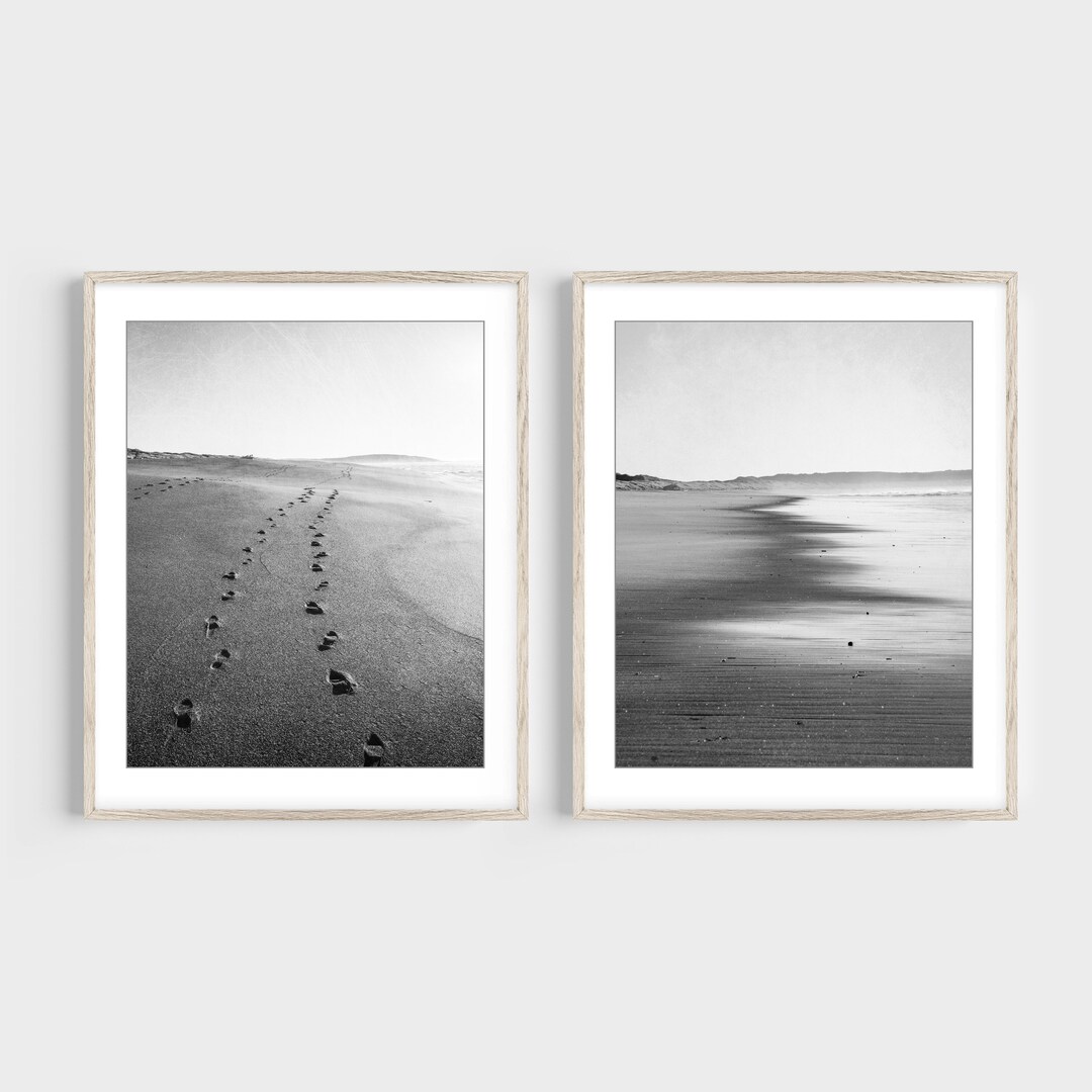 Beach Print Set, Black and White Photography, Set of Two Prints, Beach Photography, Minimalist ...