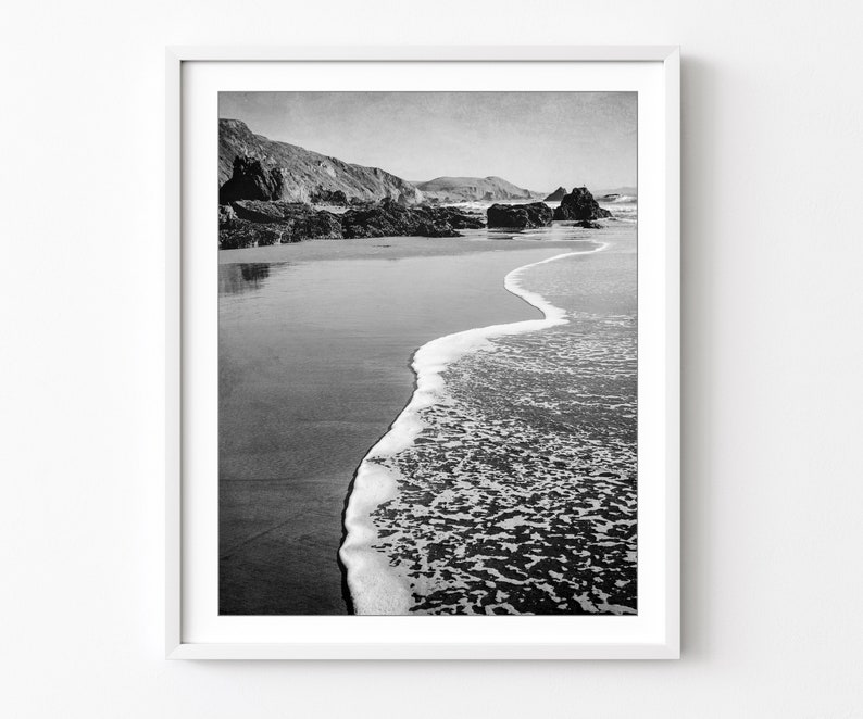 Black and White Beach Photography Ocean Photography, Seascape, California, Coastal Wall Art, 8x10 16x20 Print, Beach Print image 1