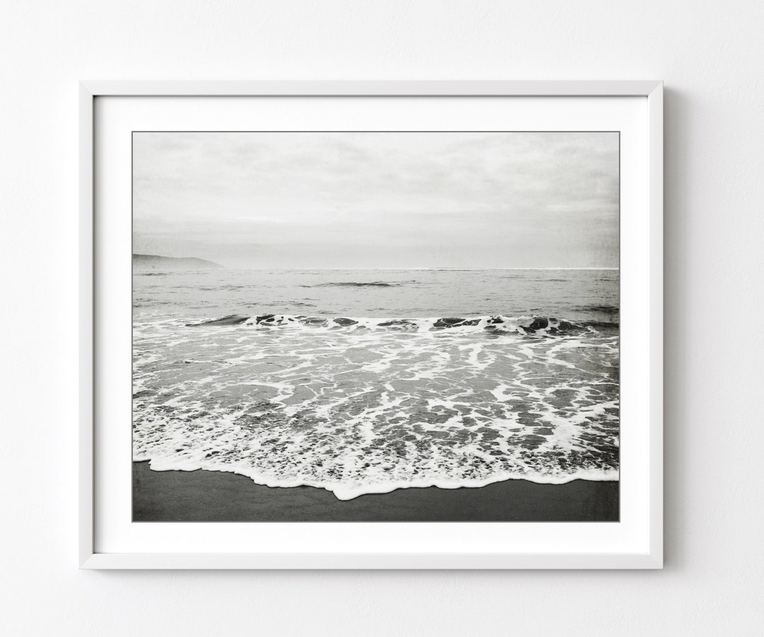 Ocean Photograph Beach Wall Art Black and White Photography
