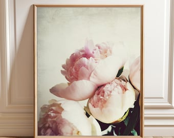 Peony Print - Flower Photography, Pale Pink Floral Art, Still Life Photography, Flower Bedroom Art, 8x10 16x20 Print