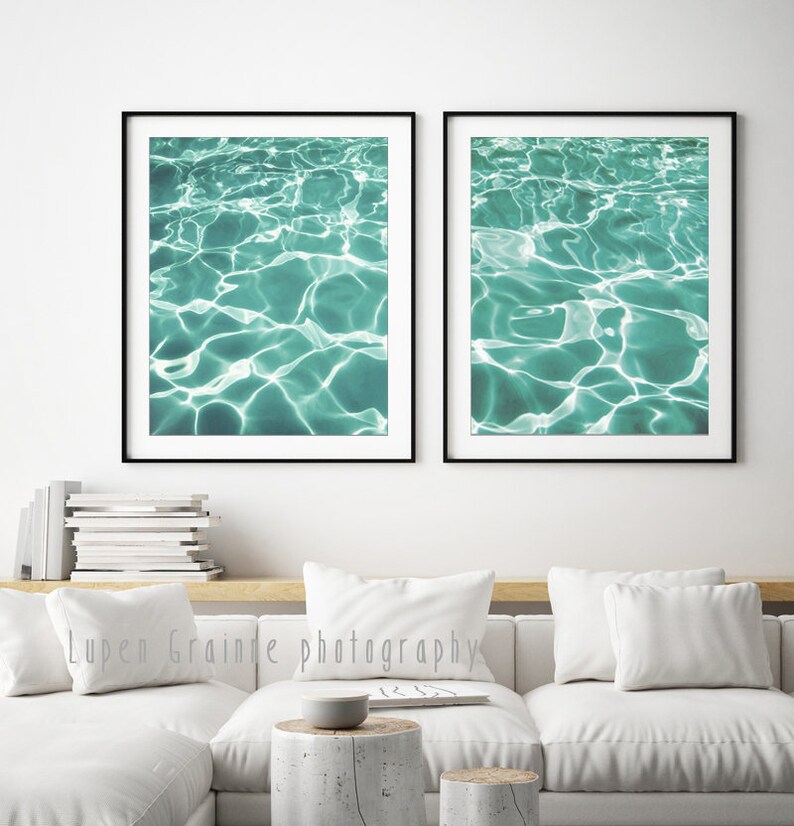 Set of 2 Prints Swimming Pool Wall Art Prints Turquoise Wall Etsy