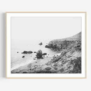 California Coastal Print - Black and White Beach Photography, Coastal Wall Art, Beach Decor, 8x10 11x14, Landscape Photography Print