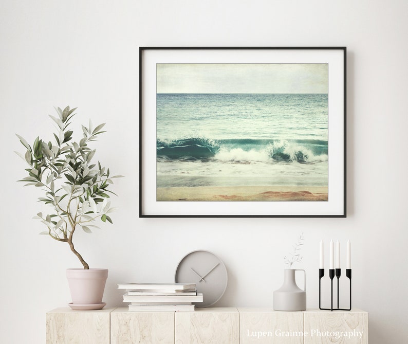 Ocean Wave Print Maui Beach Photography Coastal Wall Art Beach Decor Seascape Print Teal Blue Beige 8x10 16x20 Ocean Photography image 5