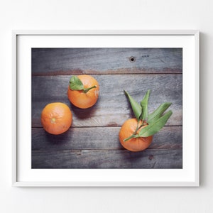 Oranges Print, Still Life Photography, Rustic Kitchen Wall Art, Tangerines, Fruit Print, Dining Room Art, Food Photography