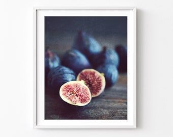 Fig Still Life Print - Food Photography Country Rustic Farmhouse Decor Kitchen Wall Art Fresh Fruit Print, 8x10 11x14 Print